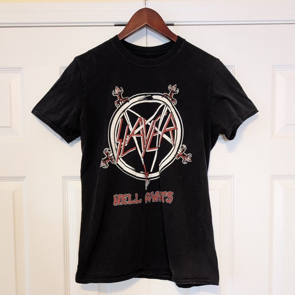 100% Cotton Slayer Band Hell Awaits Men’s Tee Shirt Size Medium